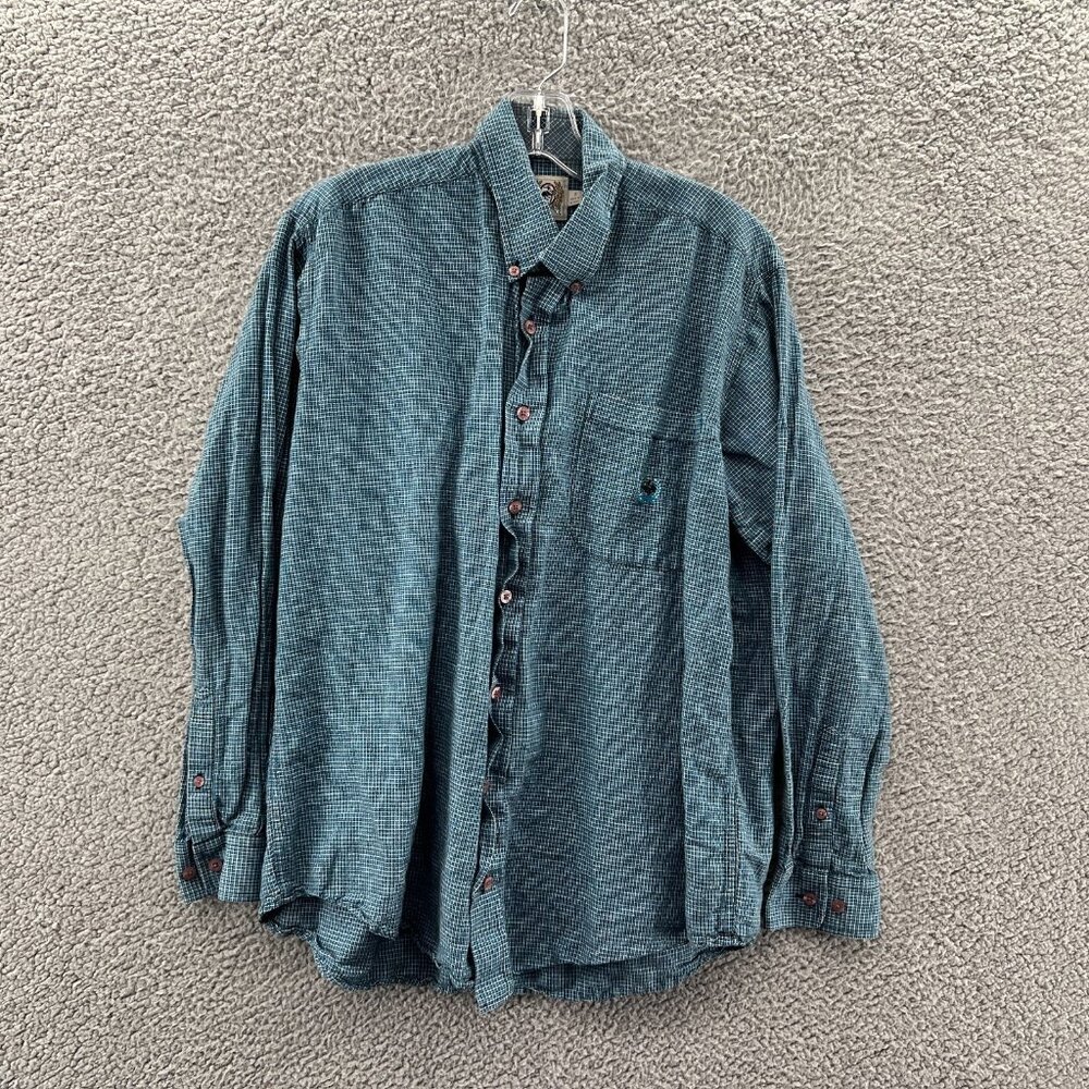 Cinch Western Shirt Mens Small Long Sleeve Button Down Teal Plaid Cowboy